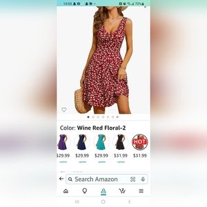 Wine red floral vneck sundress